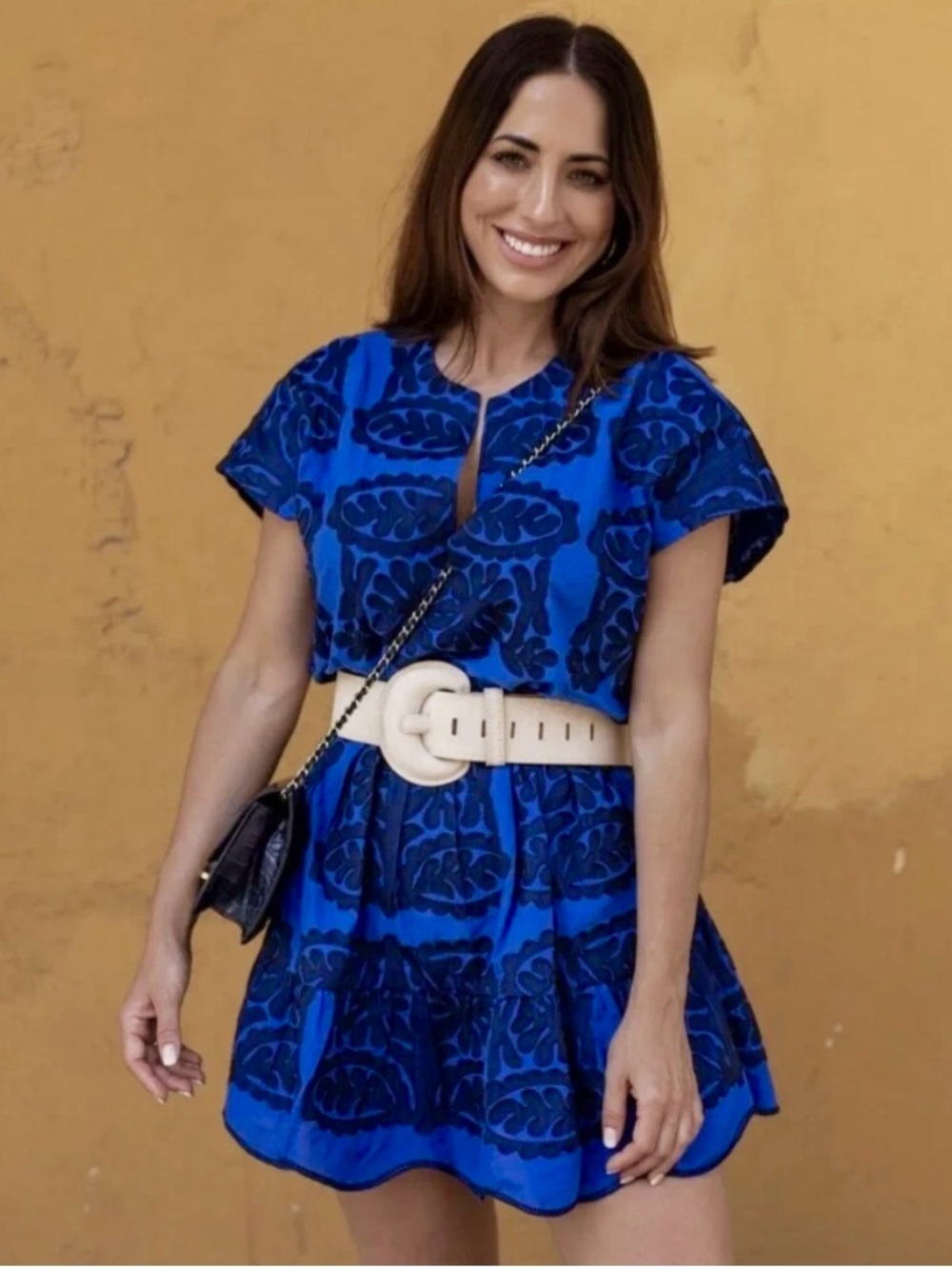 New ZARA Royal Blue Embroidered Dress